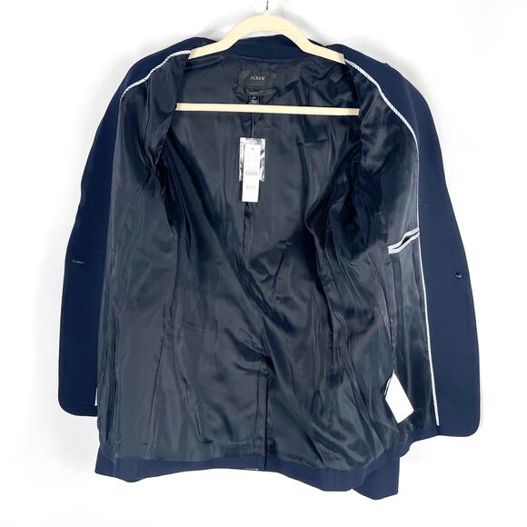 J Crew Regent Blazer Navy Blue Stretch Notch Collar Button Front Sz 4 TALL - Picture 11 of 12